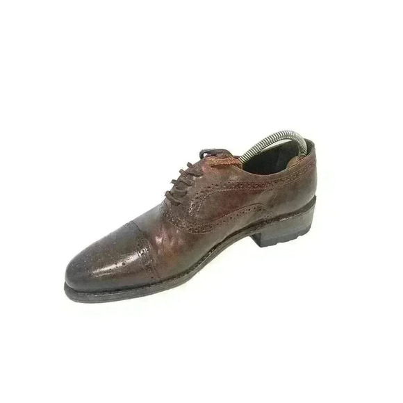 Freebird by Steven George Men\'s Brown Distressed Wingtip Oxford Shoes US 9